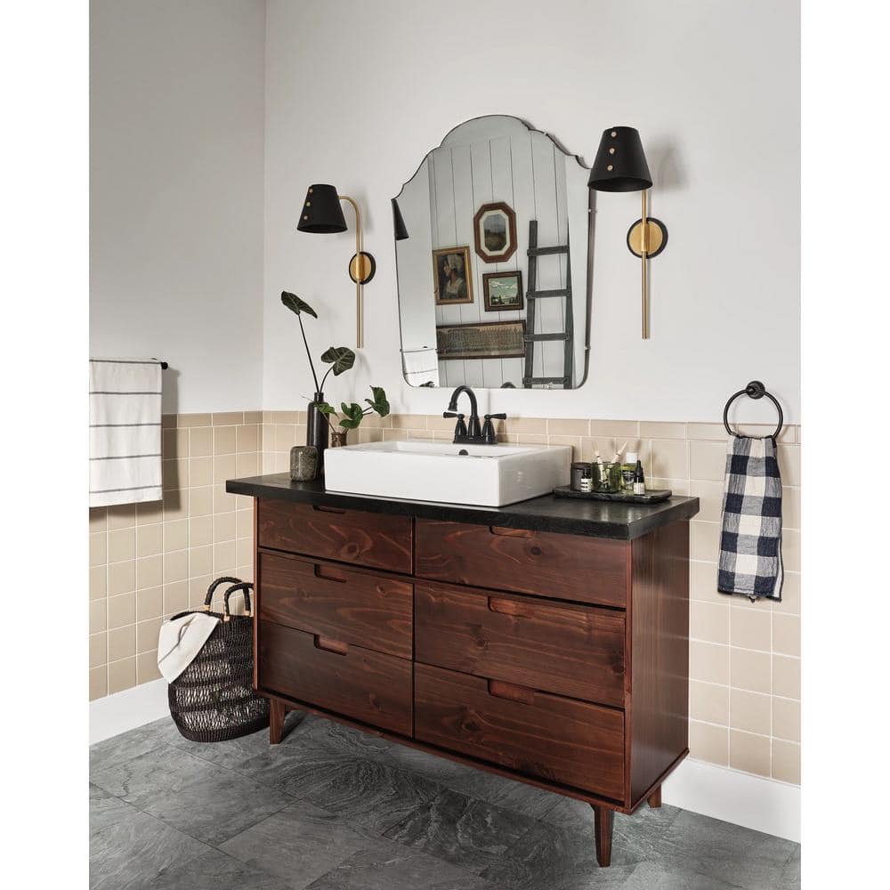 Matte Black High Arc Double Handle Centerset Bathroom Faucet