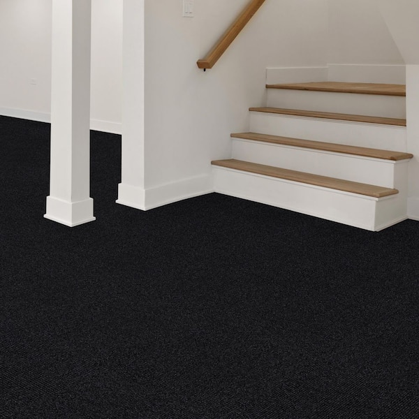 French Broad Wide Wale Black Residential 18 in. x 18 in. Peel and