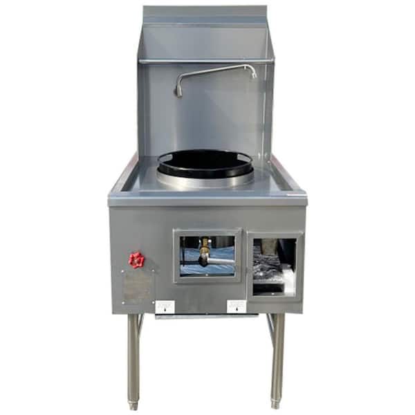 Cooler Depot 24 in. W 1 Burner 13 in. Hole Commercial Microwaveable Cookware LP Propane Chinese Wok Accessory Range in Stainless