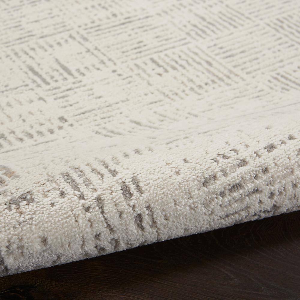 Ivory Grey Rectangular Synthetic Area Rug 5' x 7'