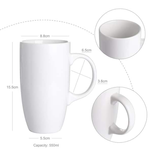 Panbado 18 oz. White Ceramic Mugs Coffee Cups(Set of 2) KT054