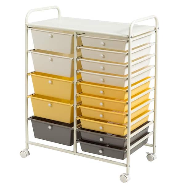HONEY JOY 4-Drawer Rolling Storage Cart Drawer Cabinet Craft Storage Metal  Rack Organizer Shelf with Wheels Multicolor TOPB003951 - The Home Depot