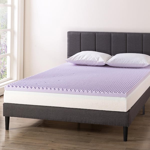 Mellow 2 in. Full Egg Crate Memory Foam Mattress Topper with Lavender Infusion, Purple
