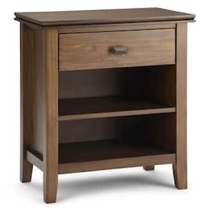 Artisan Solid Wood 24 in. Wide Transitional 1-Drawer Bedside Nightstand Table in Rustic Natural Aged Brown