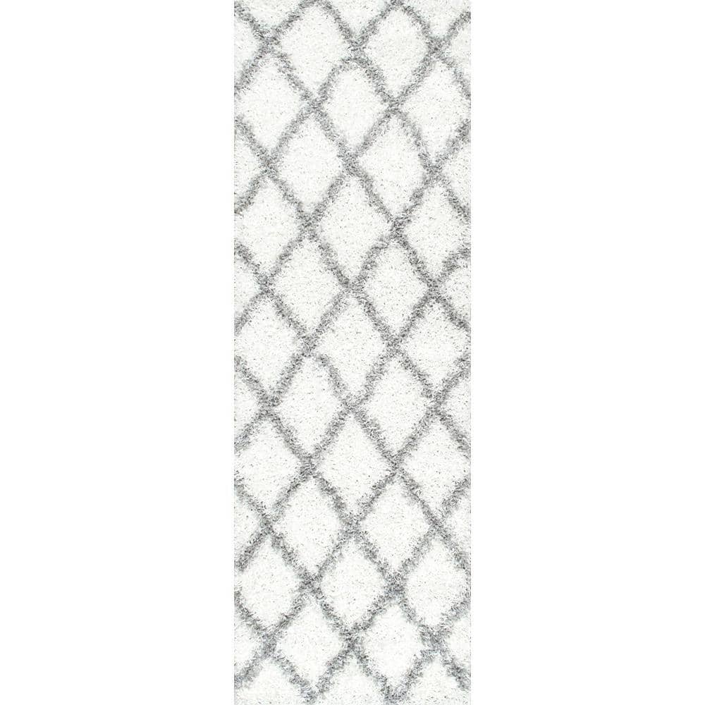 nuLOOM Shanna Easy Shag White 3 ft. x 6 ft. Runner Rug OZEZ04A2606 The Home Depot