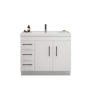 42 in. W x 19.5 in. D x 22.05 in. H Freestanding Vanity in Glossy White with White Reinforced Acrylic Top with Basin