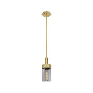 Claverack 100-Watt 1 Light Brushed Brass Shaded Pendant Light with Tinted glass Tinted Glass Shade