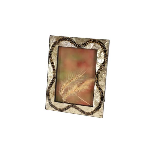 Litton Lane 5 in. x 7 in. Inlaid Vervain and Gold Capiz Shell Large Picture Frame