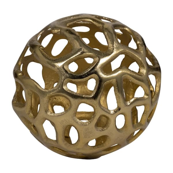 Liv & Skye Gold 6 in. x 6 in. Metal Round Textured Solid Cut-out Decorative Orb