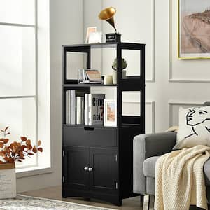 24 in. W x 13 in. D x 48 in. H Black Bathroom Storage Cabinet with Drawer Shelf with Cupboard and Floor Cabinet