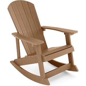 Teak Plastic Oversized Adirondack Patio Outdoor Rocking Chair