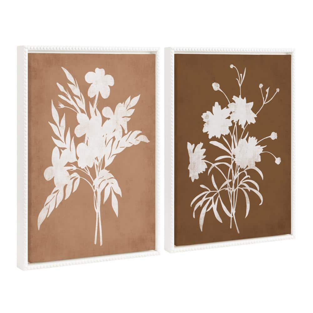 Heather Dutton Floral Silhouette Beaded Framed Canvas Art Set