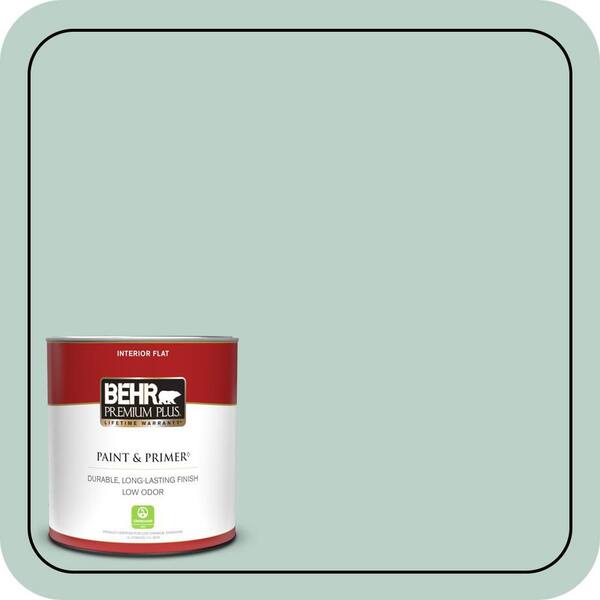 BEHR PREMIUM PLUS 1 qt. #S420-2 Moon Glass Flat Low Odor Interior Paint & Primer