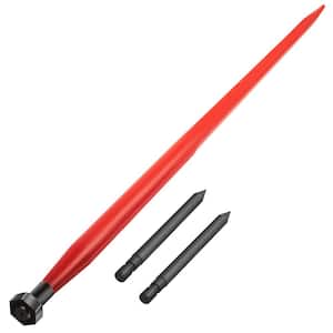 49 in. 1-3/4 in. Hay Bale Spear Spike Garden Forks 3000 lbs. with 2 Stabilizer Spears Conus 2, Red Coated
