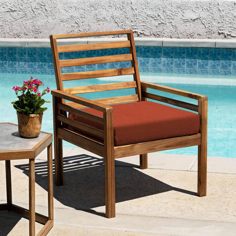 Terracotta Square Polyester Dining Seat Cushions (20" x 20") - Set of 2