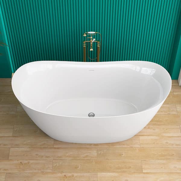 Zeafive Van 55 in. x 27.5 in. Acrylic Freestanding Soaking Bathtub