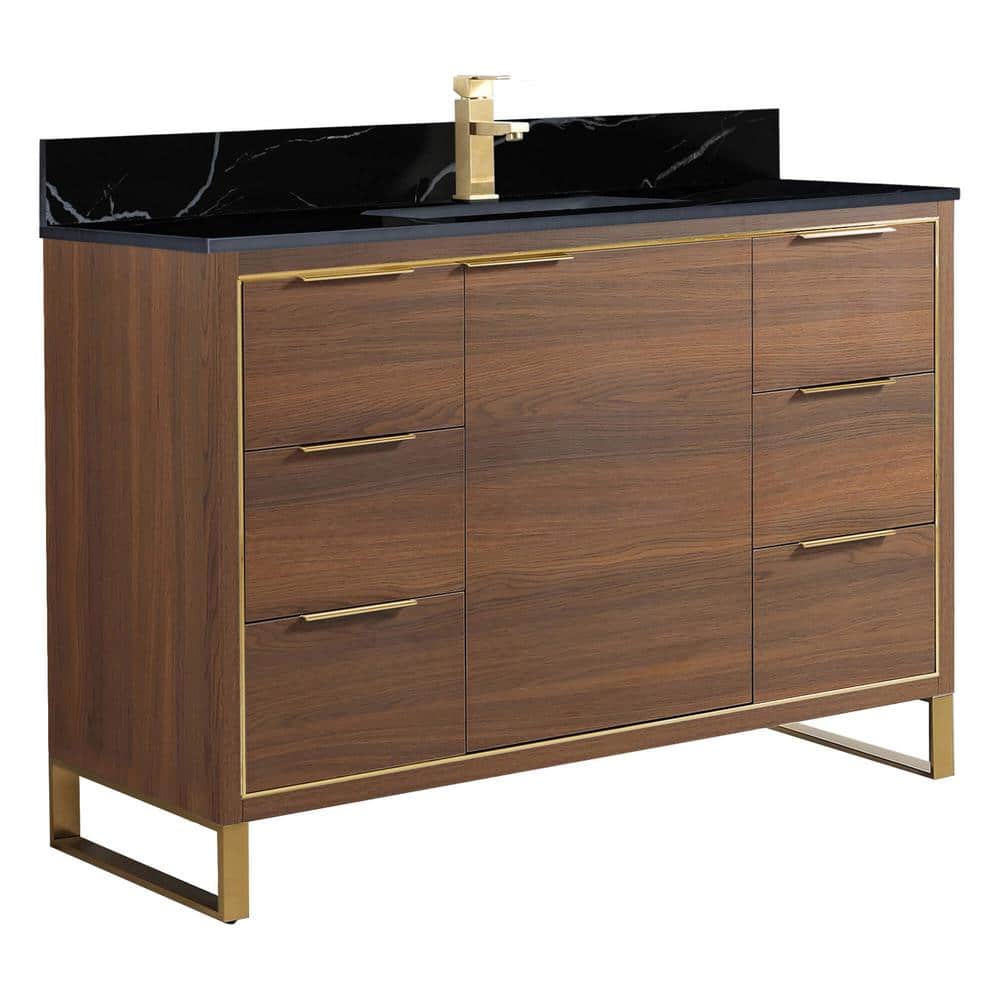 Opulence 48 in. W x 18 in. D x 33.5 in H. Bath Vanity in Walnut Ebony with Black Marble Stone Top price history on PriceWatchPro