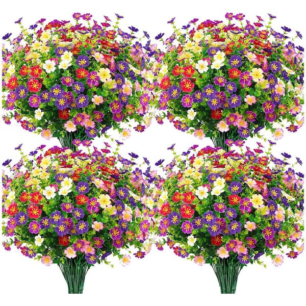 Afoxsos 1.00" 24 Bundles Artificial Silk Flowers for Indoor and Outdoor Decor, Mixed Color