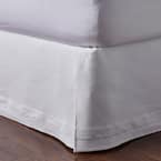 Pawling 18 in. White Solid Cotton Pleated King Bed Skirt