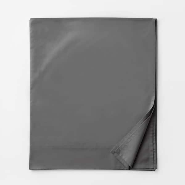 The Company Store Legends Luxury Solid Gray Smoke 500-Thread Count Cotton Sateen Twin/Twin XL Flat Sheet