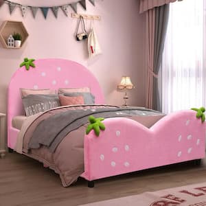 Kids Pink Upholstered Berry Pattern Toddler Bed