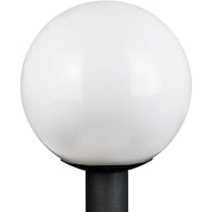 12 in. Outdoor Globe Post 1-Light White Polycarbonate Globe Post Top Lantern