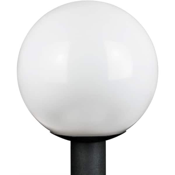 Sunlite 12 in. Outdoor Globe Post 1-Light White Polycarbonate Globe Post Top Lantern