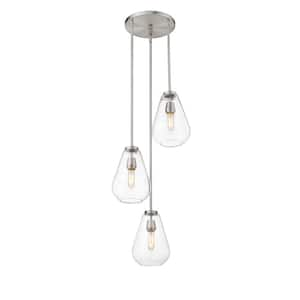 3-Light Brushed Nickel Pendant with Clear Glass