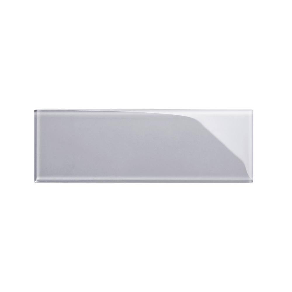 Giorbello Lavender Gray 4 in. x 12 in. x 8mm Glass Tile Sample G4139 ...