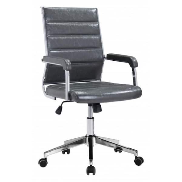 HomeRoots Julia Gray Polyurethane Office Chair with Nonadjustable Arms