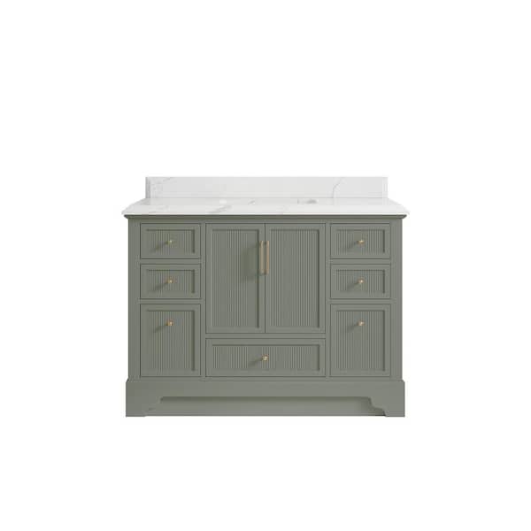 Willow Collections Alys 48 in. W x 22 in. D x 36 in. H Single Sink Bath Vanity in Evergreen with 1.5" Calacatta Laza Top