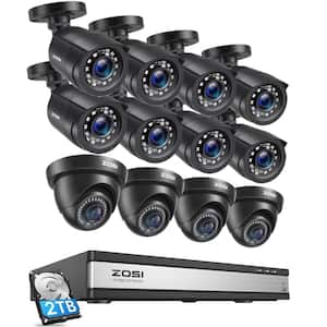 16-Channel 1080P Wired 2TB DVR Security Camera System with 8-Bullet Cameras, 4-Dome Outdoor Cameras 80 ft. Night Vision