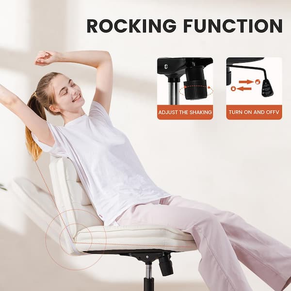 ComHoma Criss Cross Chair with Wheels PU leather Armless
