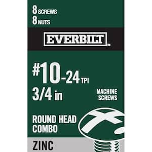 #10-24 x 3/4 in. Zinc Plated Combo Round Head Machine Screw (8-Pack)