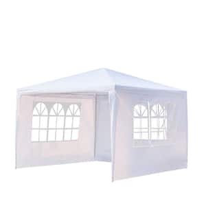 10 ft. x 10 ft. White Patio Tent with 4 Sides Walls Waterproof Outdoor Party Tent Gazebo or Household, Wedding, Parties