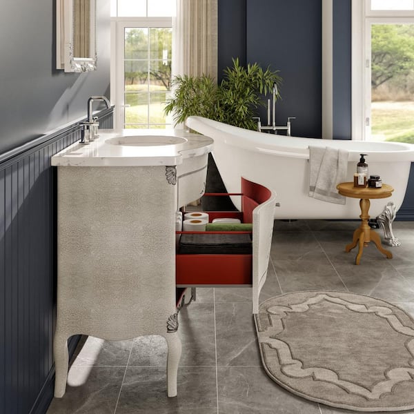 Monaco 38 in. Single Sink Ivory Bath Vanity with White Carrara Quartz Top (Assembled)