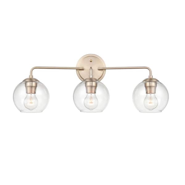 Millennium Lighting 25.5 in. 3-Light Modern Gold Vanity Light with Frosted White Glass Shade