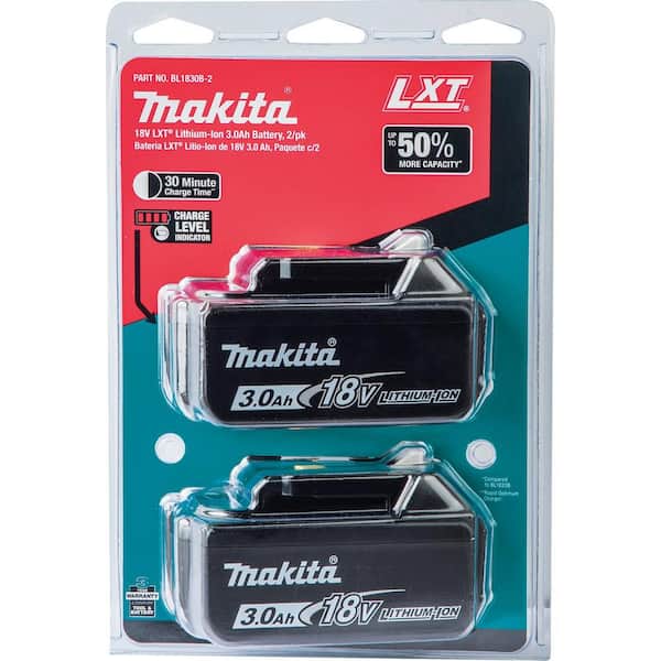 Vil ækvator andrageren Makita 18V LXT Lithium-Ion High Capacity Battery Pack 3.0Ah with Fuel Gauge  (2-Pack) BL1830B-2 - The Home Depot