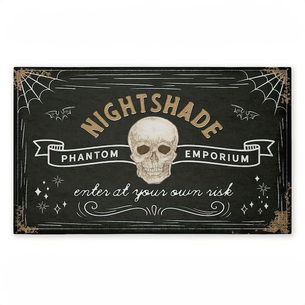 Spooky Nightshade Emporium Black 18 in. x 30 in. Polyester Non-Slip Outdoor Door Mat
