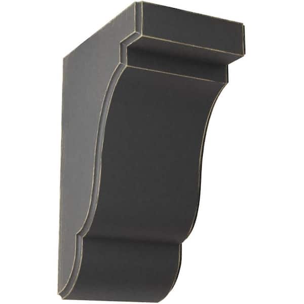 Ekena Millwork 3-1/2 in. x 7-1/2 in. x 5 in. Black Bedford Wood Vintage Decor Bracket