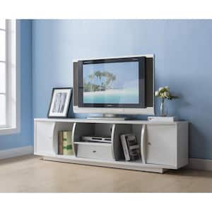 Borough 72 in. Glossy White TV Stand with 1 Drawer Fits TV's up to 83 in. with Multi Storage