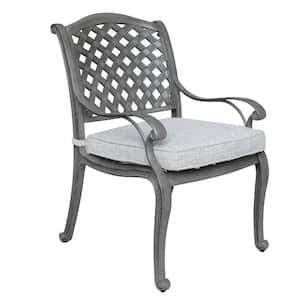 Macan Cast Aluminum Outdoor Dining Arm Chair with Golden Gauze Cushion