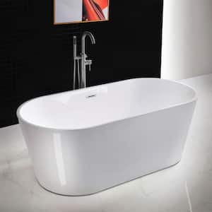 Bradbury 67 in. Acrylic FlatBottom Double Ended Bathtub with Polished Chrome Overflow and Drain Included in White