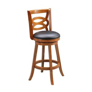 Seina 29 in. Walnut Swivel Barstool with Cushion