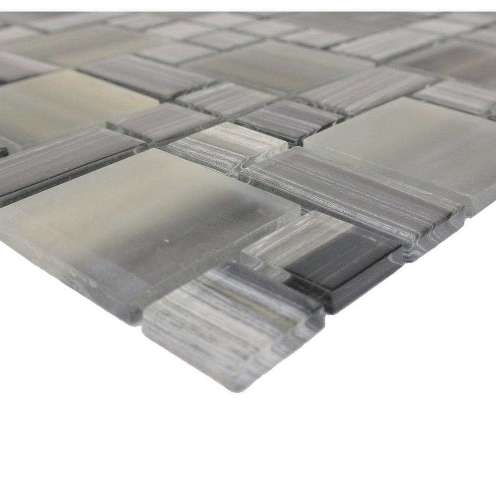 Silver Hexagonal Glass Peel and Stick Wall Tile