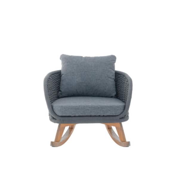 Series Frame Gray Wicker Metal Rocking Outdoor Rocking Chair with CushionGuard Gray Cushion 1Piece