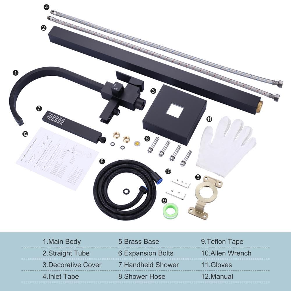 Matte Black Freestanding Tub Filler with Waterfall Spout