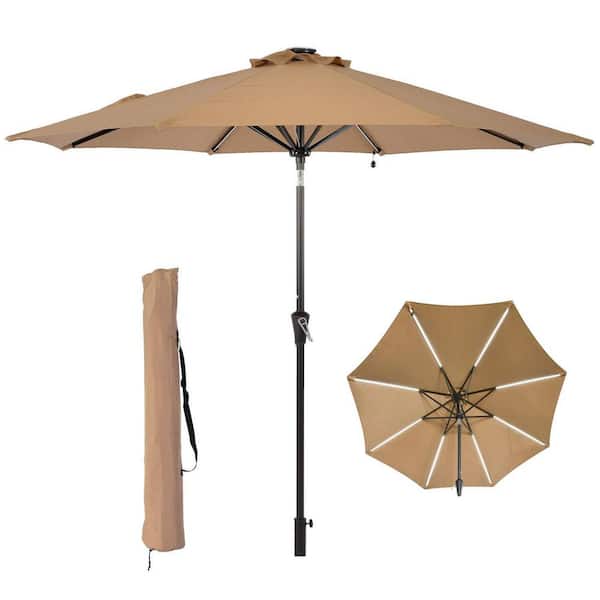 Boyel Living 9 Ft Beige Patio Umbrella Solar Light Outdoor Market Tjau Led Red The Home Depot Boyel Living 9 Ft Beige Patio Umbrella, Solar Light For Outdoor Umbrella