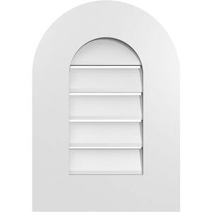 14 in. x 20 in. Round Top Surface Mount PVC Gable Vent: Functional with Standard Frame