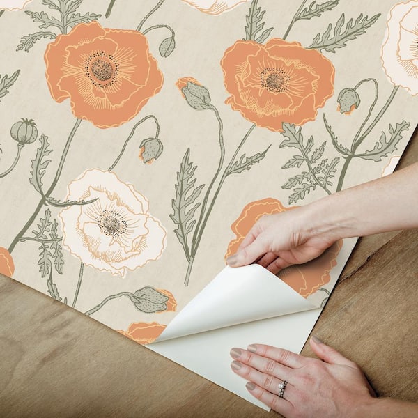 NuWallpaper Poppy Field Brown Matte Vinyl Peel and Stick Wallpaper